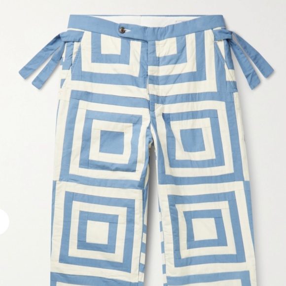 Bode White House Steps Straight-Leg Quilted Cotton Trousers - Picture 1 of 6